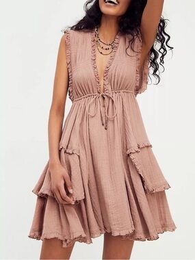 Free People Antoinette Mini Dress — Dusty Rose